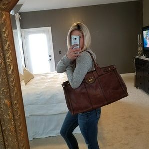 Genuine distressed leather Fossil tote bag